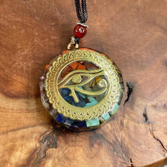 7 Chakra Orgonite Chip Necklace || Eye Of Horus-Nature's Treasures