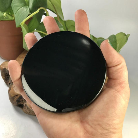 Black Obsidian Glass Scrying Mirror Disk || Scrying || Mexico-Nature's Treasures