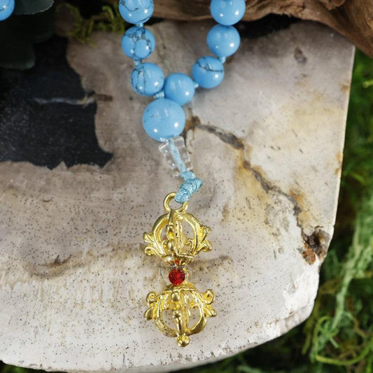 Blue Dyed Howlite w/ Dorje Mala Bead Necklace-Nature's Treasures