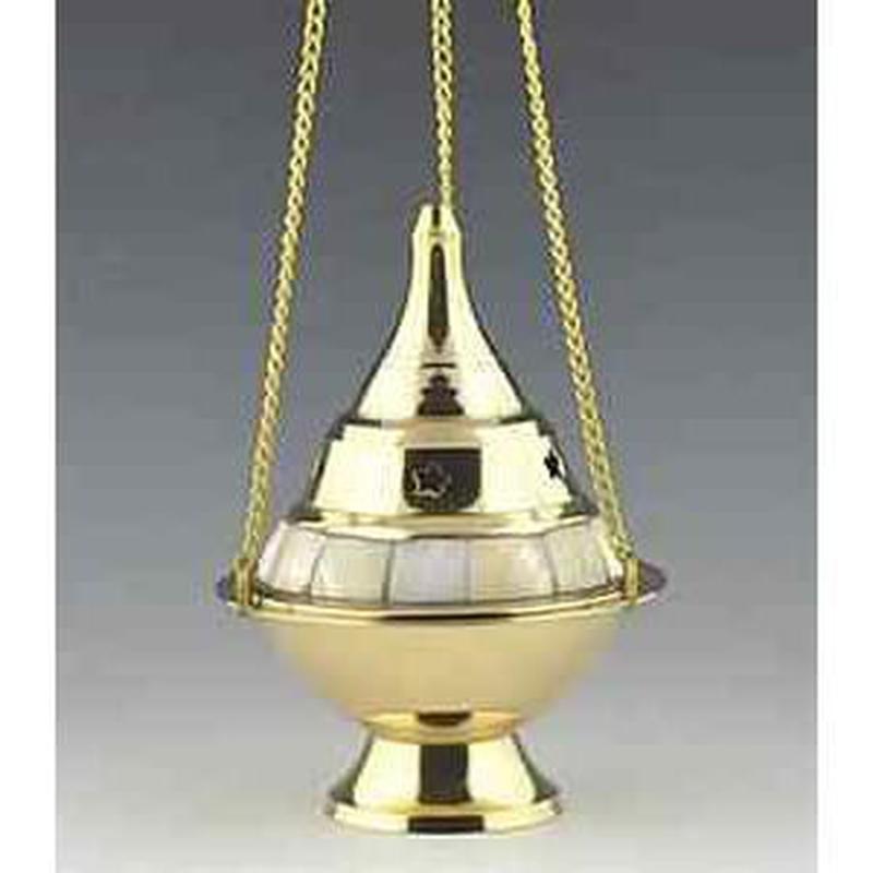 Brass with Mother of Pearl Hanging Incense Burner || India