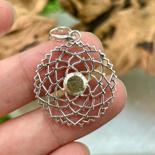 Celestial Moldavite Crown Chakra Pendant || .925 Sterling Silver-Nature's Treasures