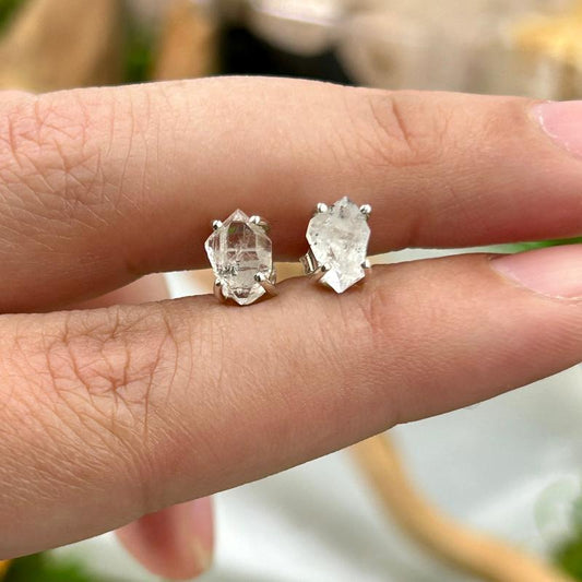 Dainty Herkimer Diamond Stud Earrings || .925 Sterling Silver-Nature's Treasures