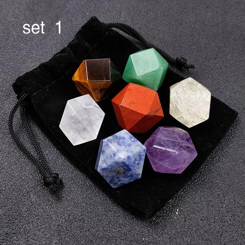 Dodecahedron Shaped Chakra Set || Geometry Stone Set-Nature's Treasures