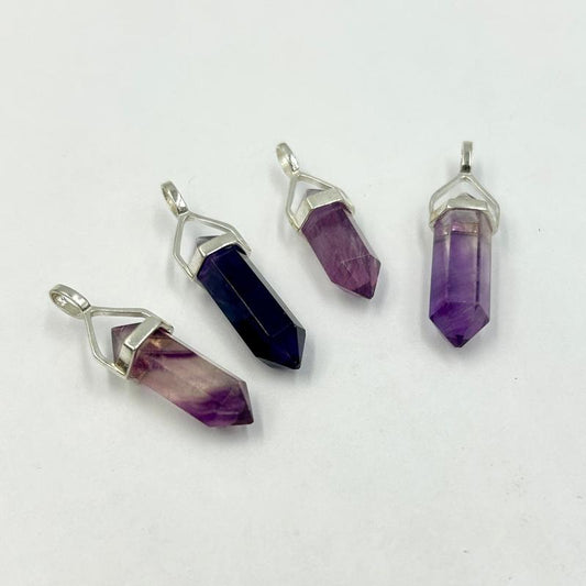 Double Terminated Fluorite Point Pendants || .925 Sterling Silver-Nature's Treasures