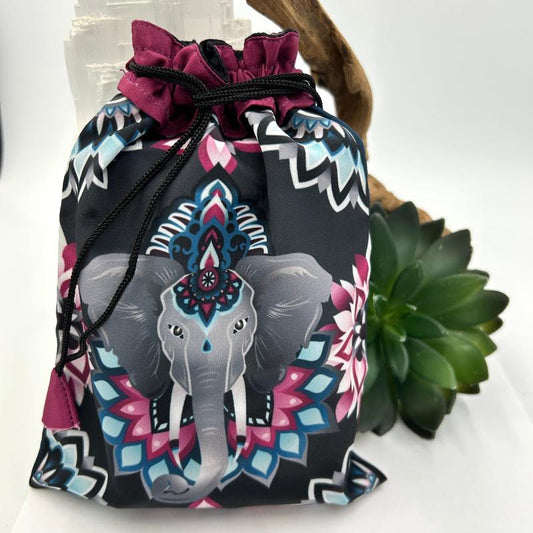 Elephant Ganesh Poly Drawstring Accessory Bag-Nature's Treasures
