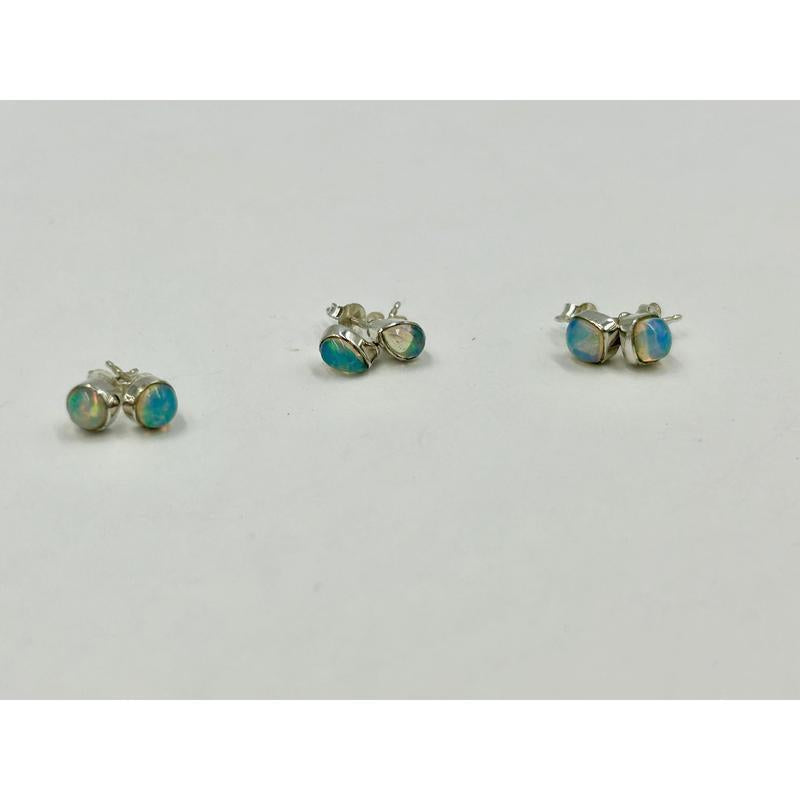 Ethiopian Precious Opal Stud Earrings || .925 Sterling Silver-Nature's Treasures