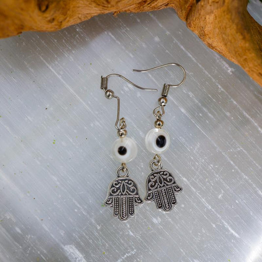 Evil Eye Hamsa Hand Earrings || Trunk Show-Nature's Treasures