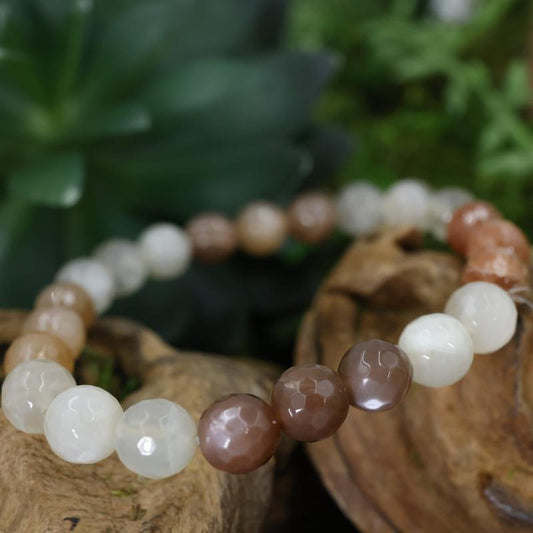 Faceted Unisex Gemstone Power Bracelets || 3 Colored Moonstone-Nature's Treasures