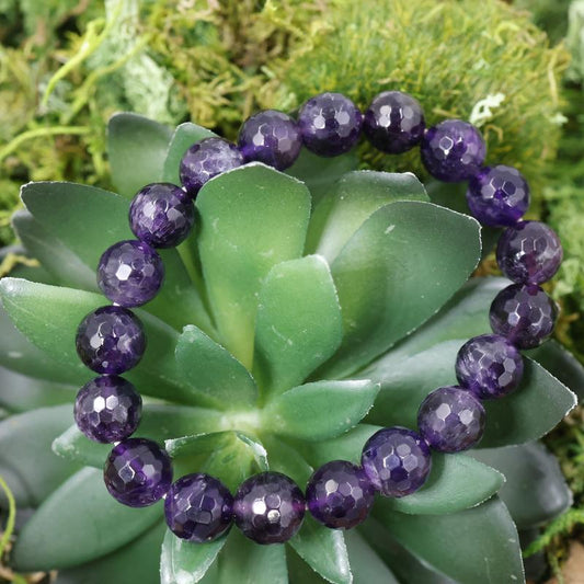 Faceted Unisex Gemstone Power Bracelets || Amethyst-Nature's Treasures