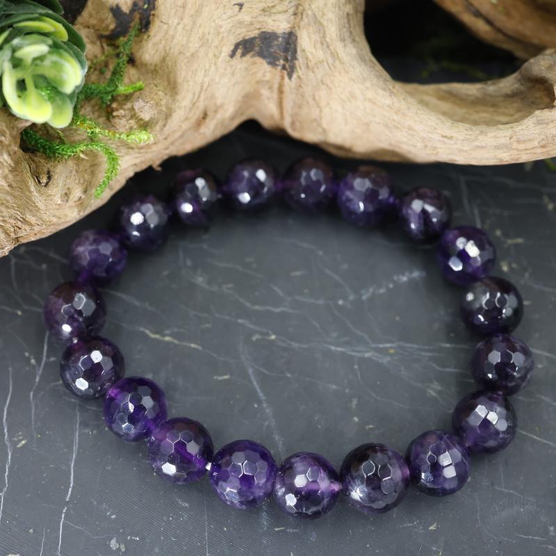 Faceted Unisex Gemstone Power Bracelets || Amethyst-Nature's Treasures