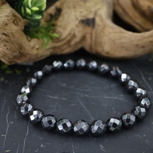 Faceted Unisex Gemstone Power Bracelets || Hematite-Nature's Treasures