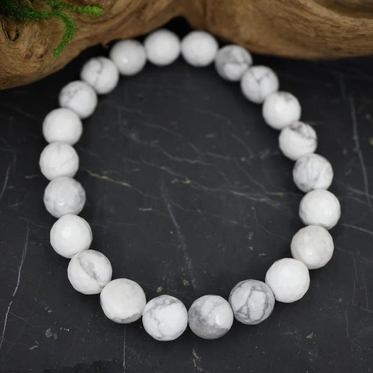 Faceted Unisex Gemstone Power Bracelets || Howlite-Nature's Treasures