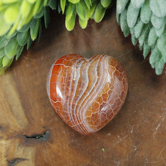Fire Agate Pocket Heart 30mm-Nature's Treasures