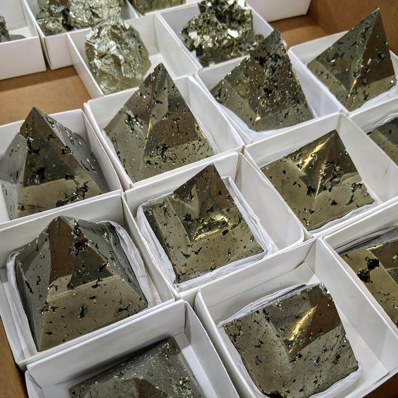 Half Polished Pyrite Pyramids || Protection || Peru