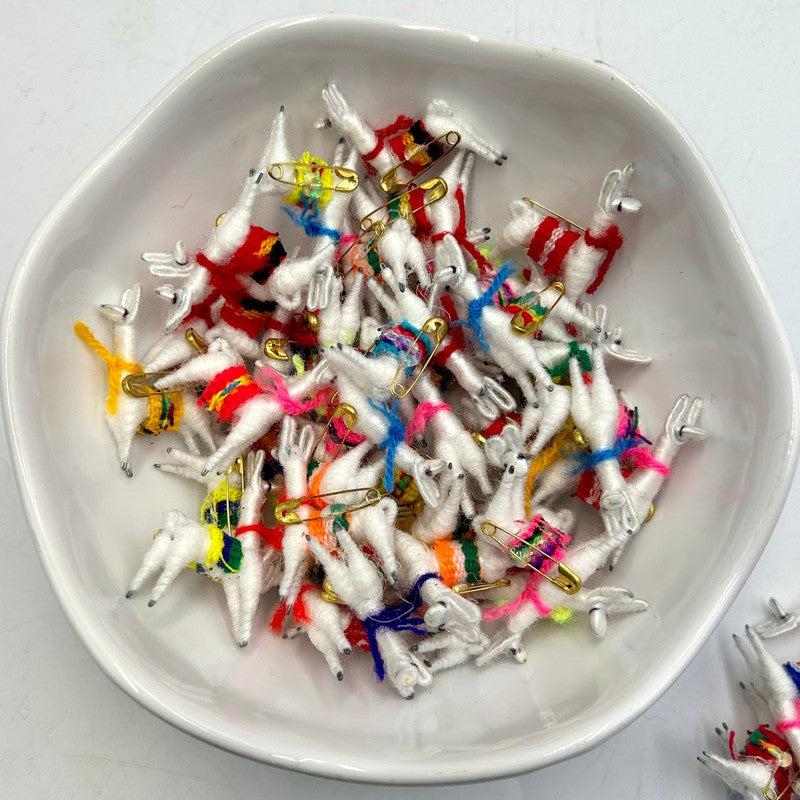Hand Made Festive Yarn Llama Pins || Multi-Colors Accessories-Nature's Treasures