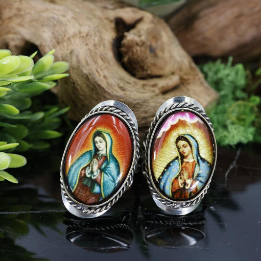Handmade Virgin Mary Tri-Metal Adjustable Rings || Peru-Nature's Treasures