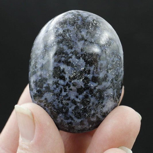 Indigo Gabbro Mystic Merlinite Palm Stones || India-Nature's Treasures