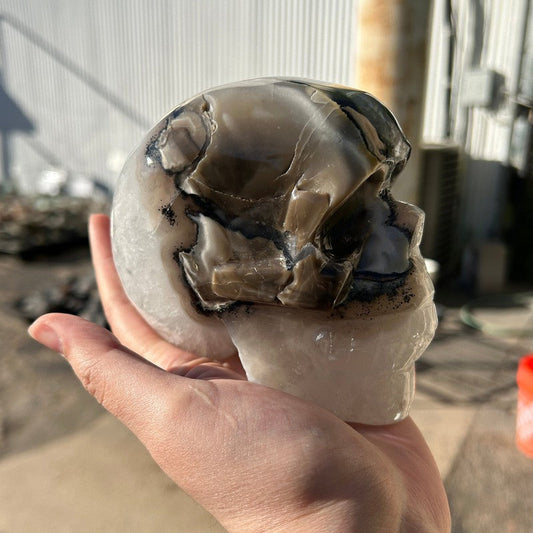 Large Agate With Quartz Skull Carving || Trunk Show-Nature's Treasures