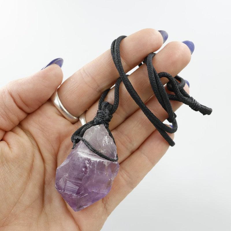 Natural Amethyst Point Necklace || 18" Cord-Nature's Treasures