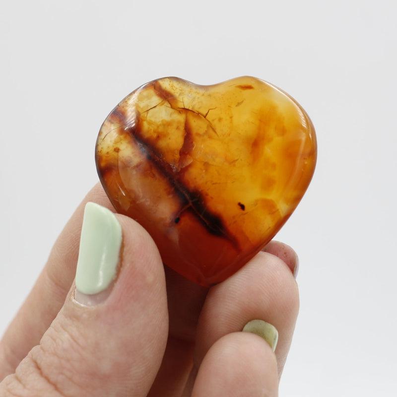 Natural Carnelian Pocket Hearts || Creativity, Grounding || Brazil-Nature's Treasures