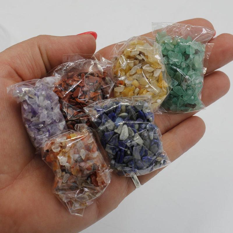 Natural Chakra Gemstone Chip Set In Organizer-Nature's Treasures