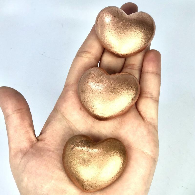 Natural Copper Puff Hearts 40mm || Grounding