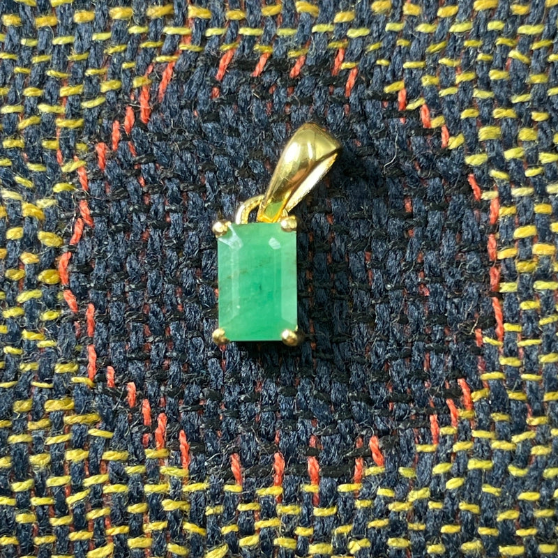 Natural Emerald Faceted Pendants | 14k Vermeil Gold | Colombia-Nature's Treasures