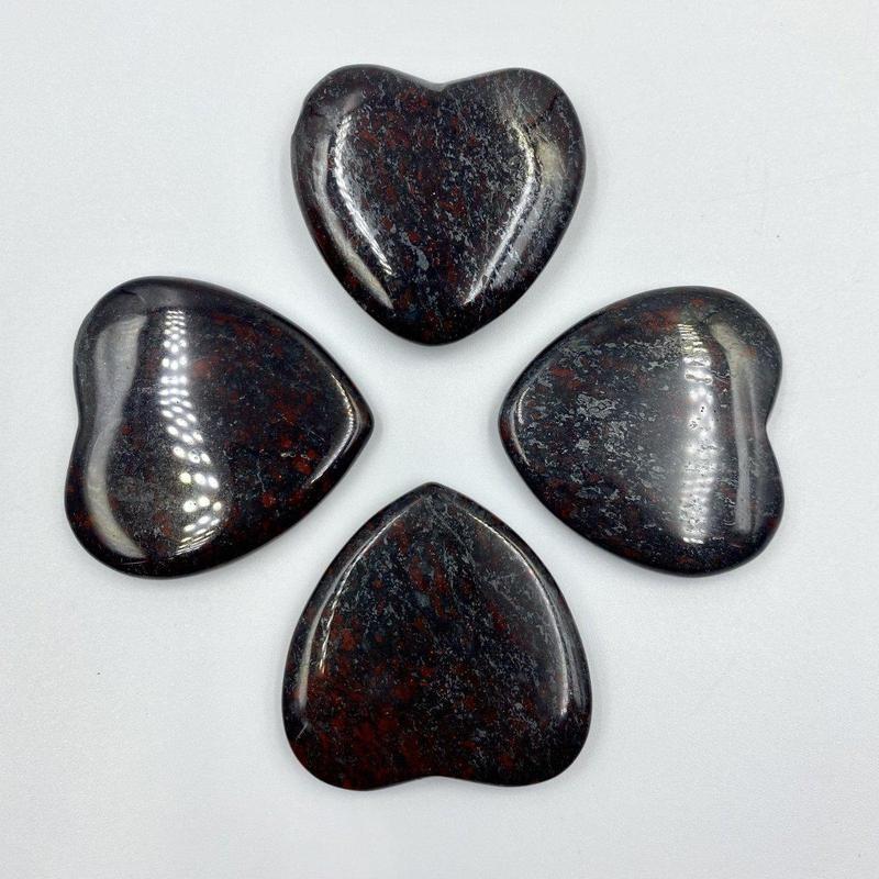 Natural Hematite In Red Jasper Flat Pocket Hearts || Grounding, Protection || South Africa-Nature's Treasures