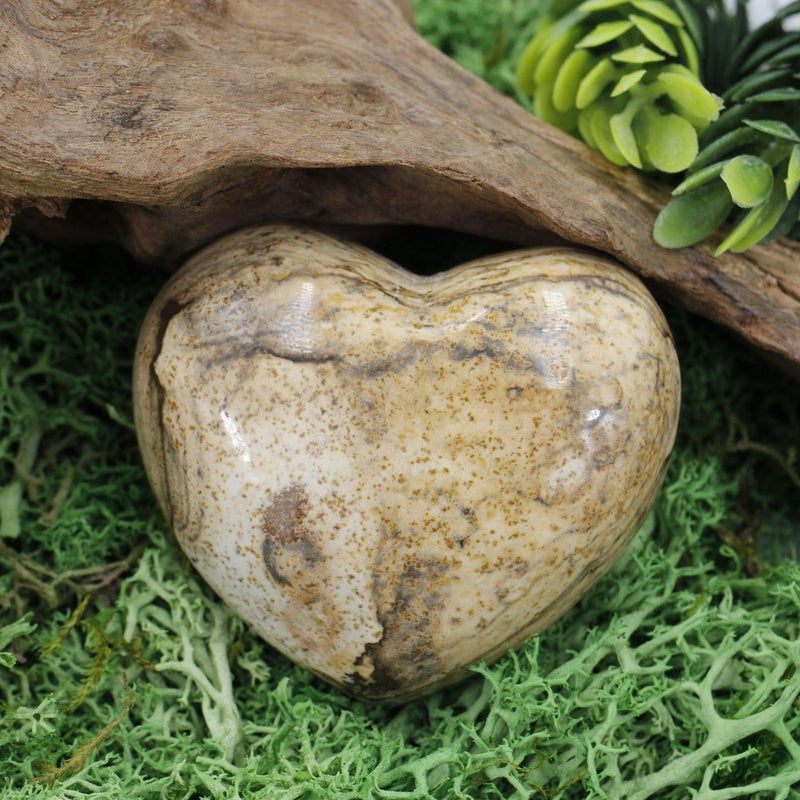 Natural Picture Jasper Pocket Hearts || Grounding, Focus, Spiritual Growth || China