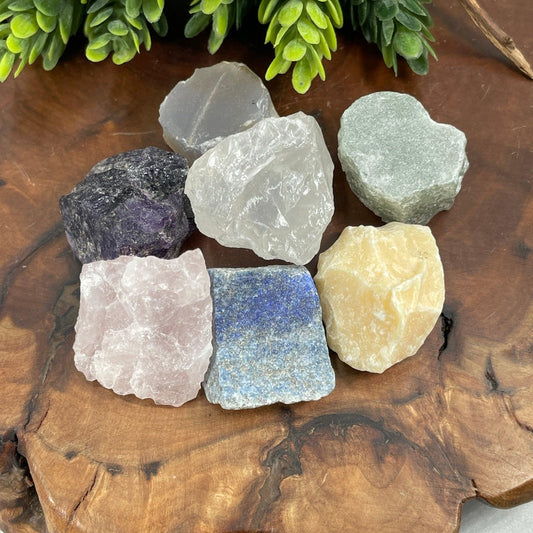 Natural Rough Stone Set In Velvet Bag || Chakra Set-Nature's Treasures