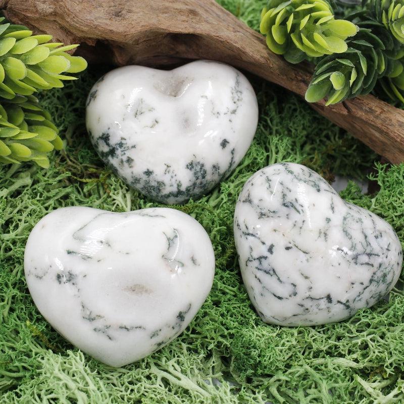 Natural Tree Agate Puff Hearts || Growth, Stability, Calmness || Brazil