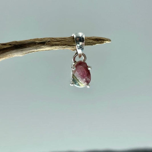 Natural Watermelon Tourmaline Pendant || .925 Sterling Silver-Nature's Treasures