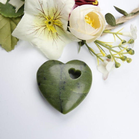 Nephrite Jade Pocket Heart With Cut-Out Heart || 35 MM-Nature's Treasures