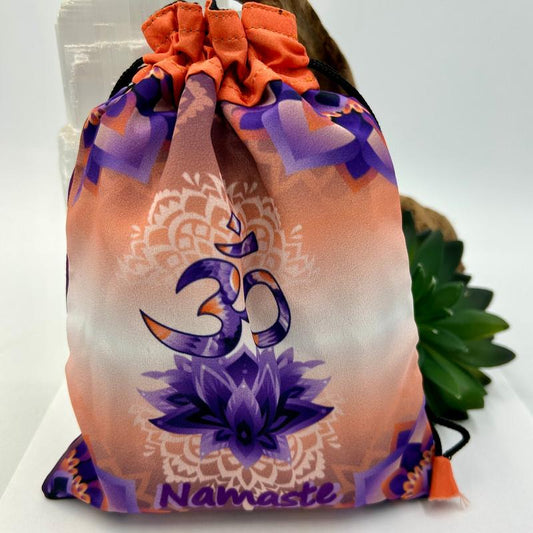 Om Namaste Poly Drawstring Accessory Bag-Nature's Treasures