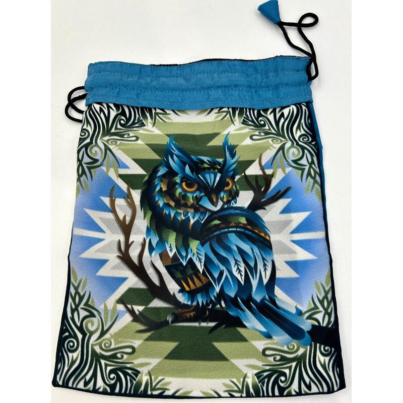 Owl Spirit Animal Poly Drawstring Accessory Bag-Nature's Treasures