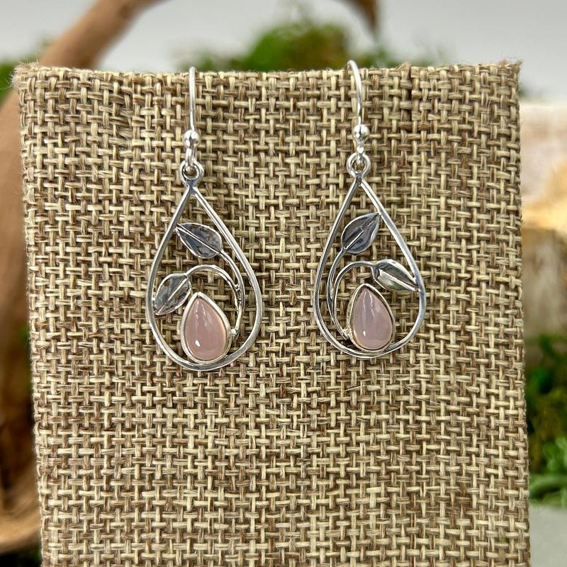 Pink Chalcedony French Hook Earrings || .925 Sterling Silver-Nature's Treasures