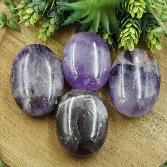Polished Amethyst Palm Stones || Anxiety Relief || India-Nature's Treasures