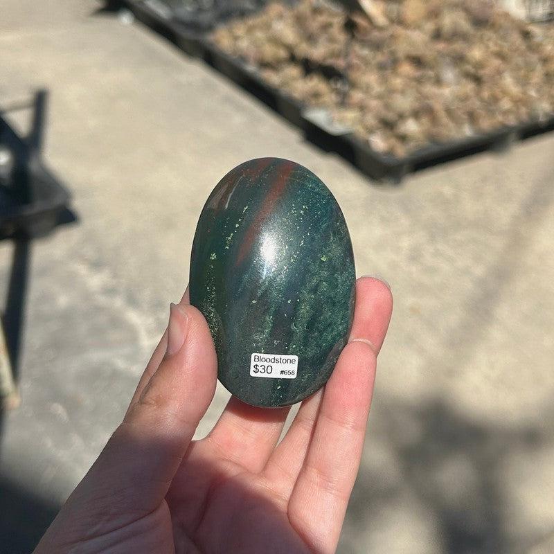Polished Bloodstone Oval Palm Stones || Trunk Show 2024-Nature's Treasures