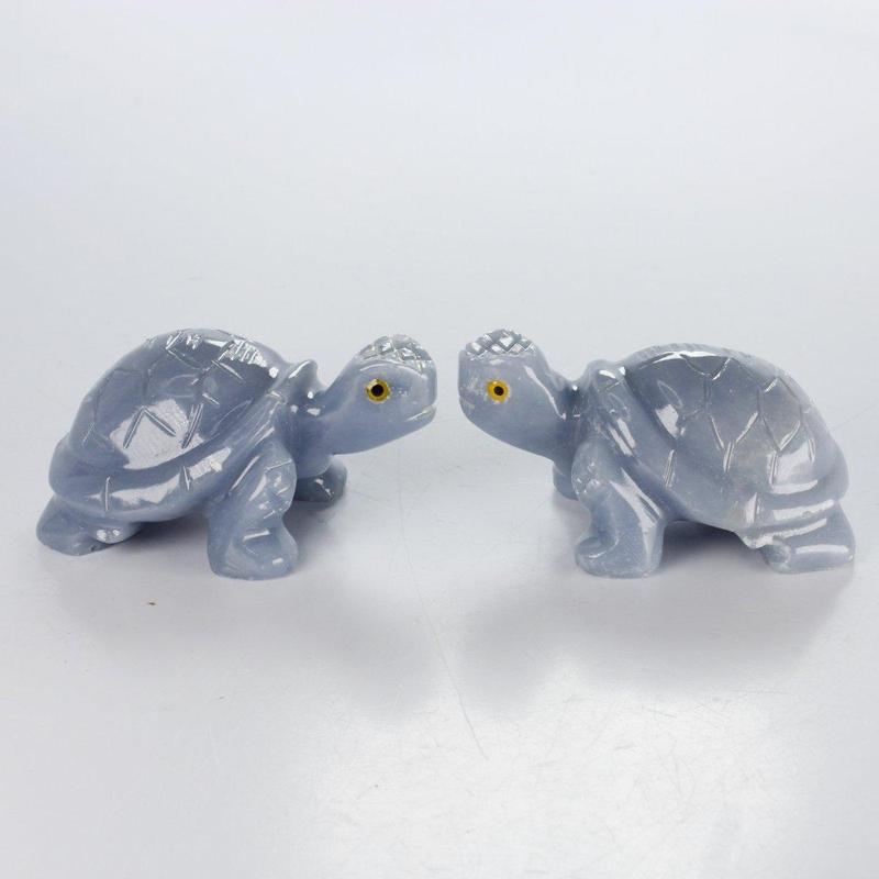 Polished Blue Anhydrite Angelite Turtle Carvings || Peru-Nature's Treasures