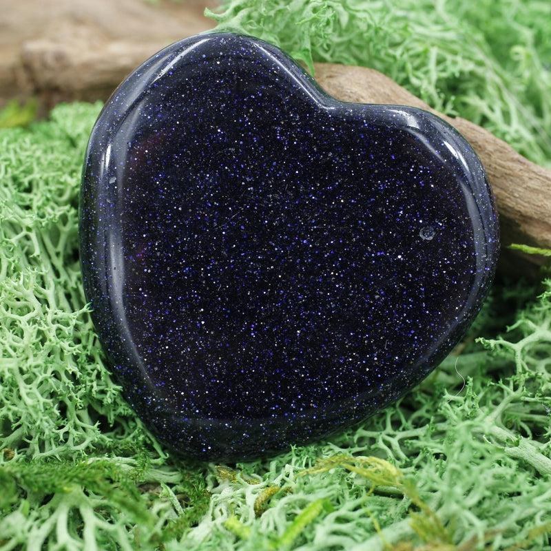 Polished Blue Goldstone Flat Pocket Hearts || Spiritual Connections, Communications || China-Nature's Treasures