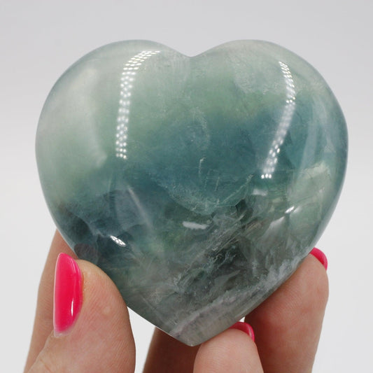 Polished Fluorite Puff Hearts || Clarity, Aura Cleanser || China-Nature's Treasures