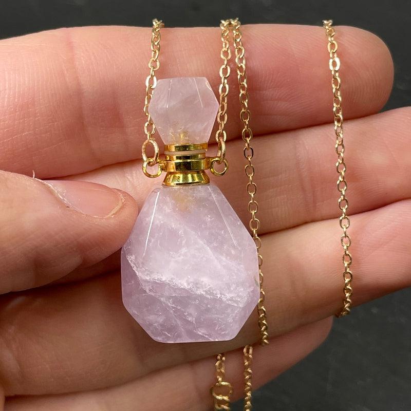 Polished Gemstone Perfume Bottle Necklaces || Aroma Oil Bottles-Nature's Treasures