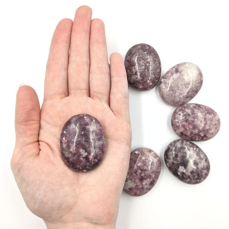 Polished Lepidolite Palm Stones || Stress Relief || Brazil-Nature's Treasures