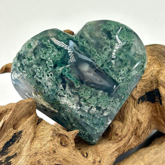 Polished Moss Agate Heart 57MM || Trunk Show-Nature's Treasures
