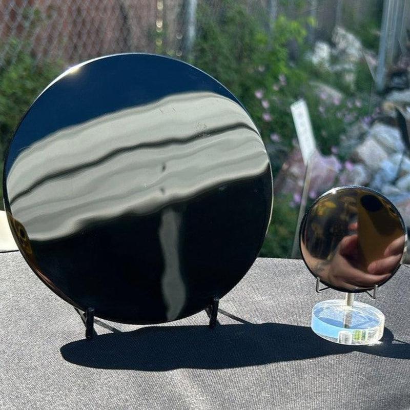 Polished Obsidian Glass Scrying Mirror Disc || Mexico-Nature's Treasures