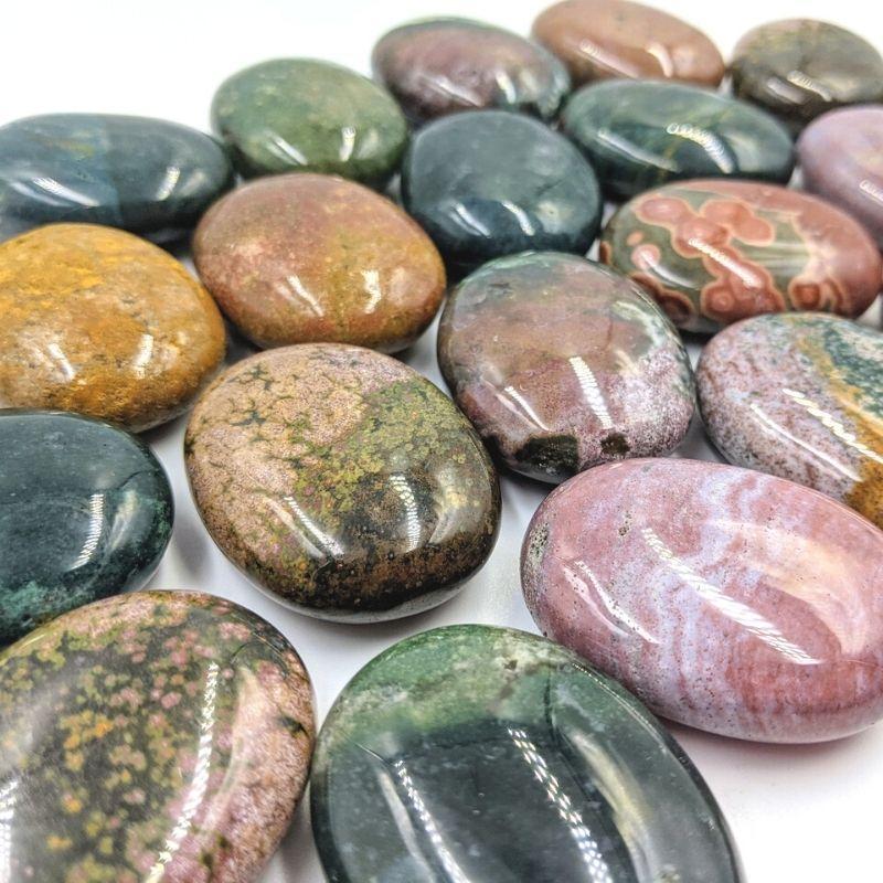 Polished Ocean Jasper Palm Stones || Release Worry || Madagascar