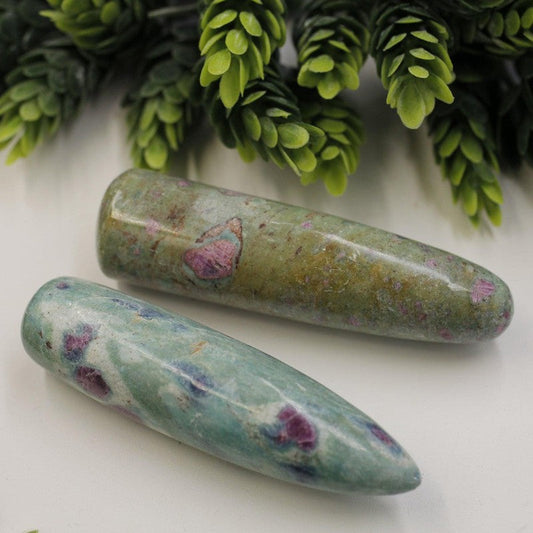 Polished Ruby And Fuchsite Massage Tool || India-Nature's Treasures