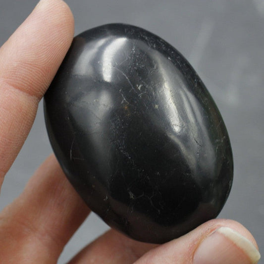 Polished Shungite Palm Stones || Protection || Pakistan-Nature's Treasures