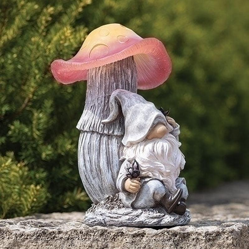 Polyresin Garden Solar Gnome Mushroom Statue-Nature's Treasures
