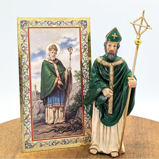 SHOW PRODUCT: Polyresin St. Patrick Statue Figurine "Patron Of Ireland"-Nature's Treasures